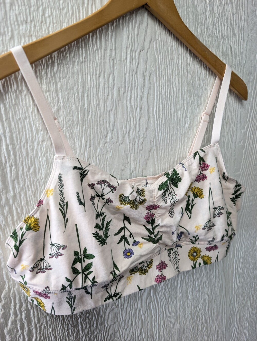 Duluth Trading Organic Cotton Bralette Bra Floral Wildflowers Women's Size XL - Picture 3 of 6